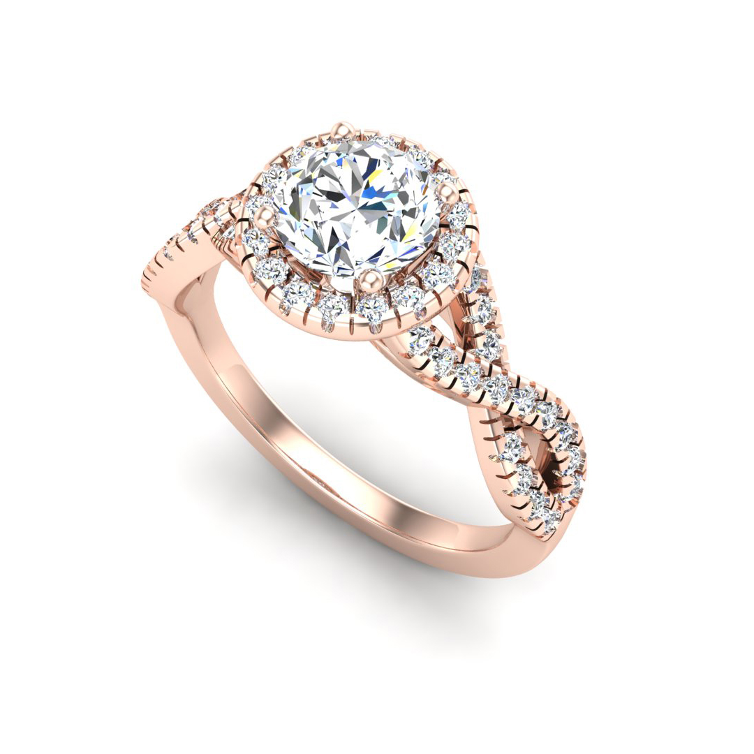Zoey Twist style Halo Engagement Ring